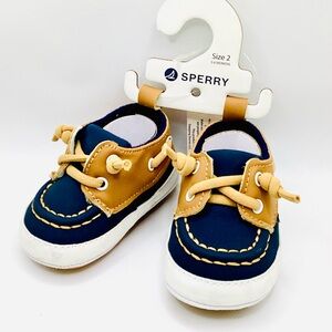Sperry Baby Blue and Tan Boat Shoes Sz 2